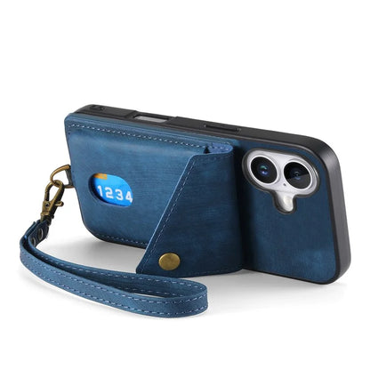 For iPhone 16 Case with Card Slot Kickstand Leather TPU Phone Cover