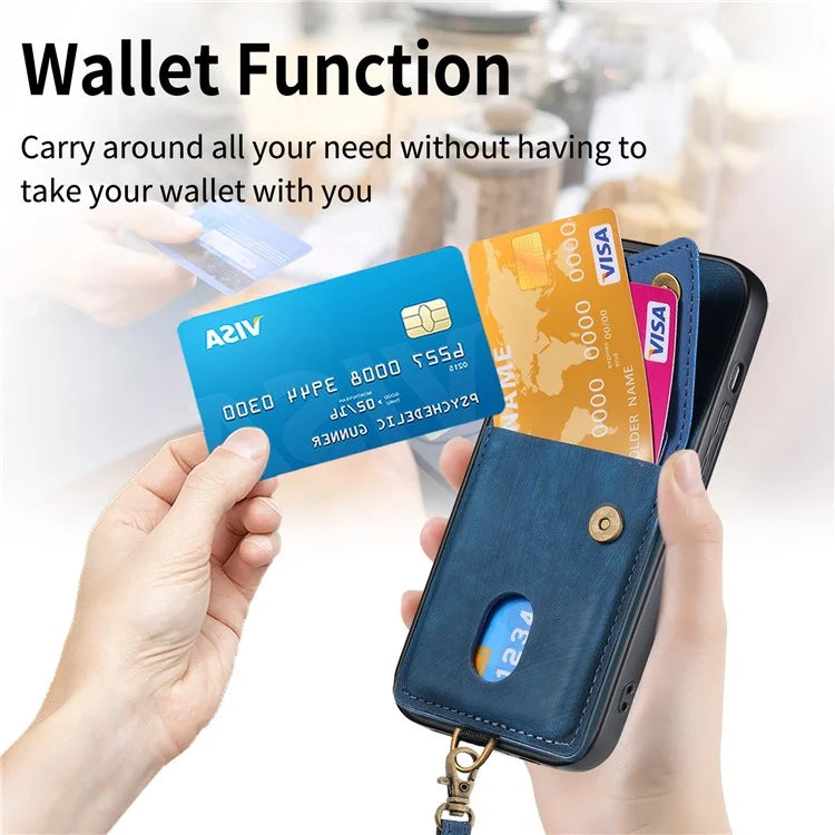 For iPhone 16 Case with Card Slot Kickstand Leather TPU Phone Cover