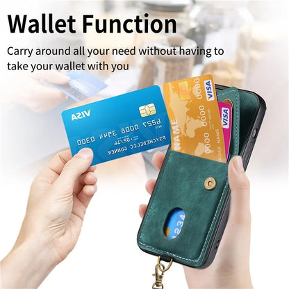 For iPhone 16 Case with Card Slot Kickstand Leather TPU Phone Cover