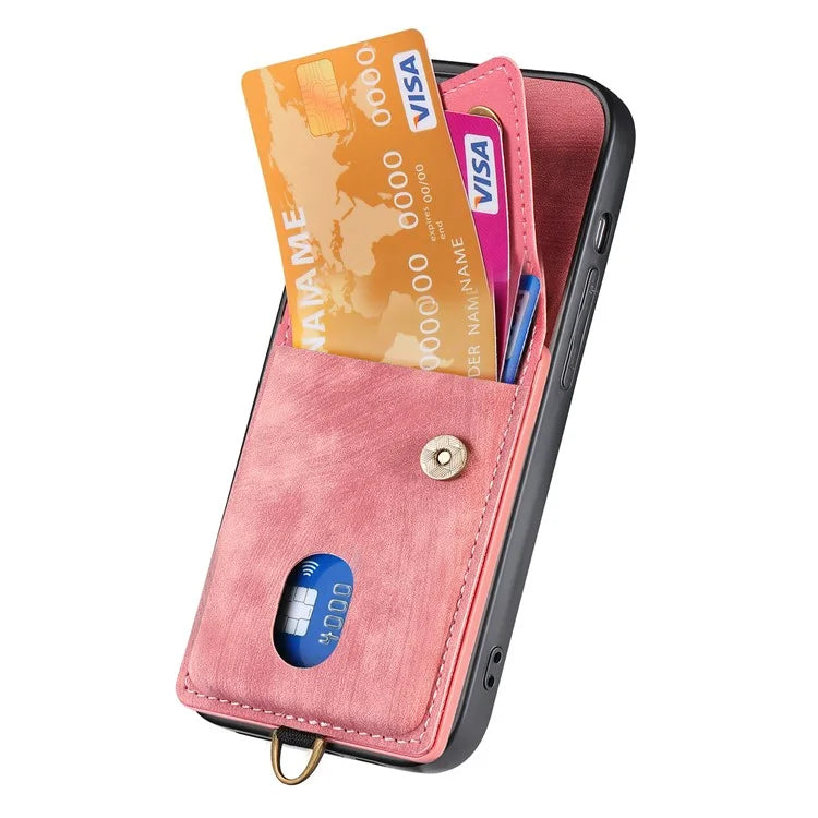 For iPhone 16 Case with Card Slot Kickstand Leather TPU Phone Cover