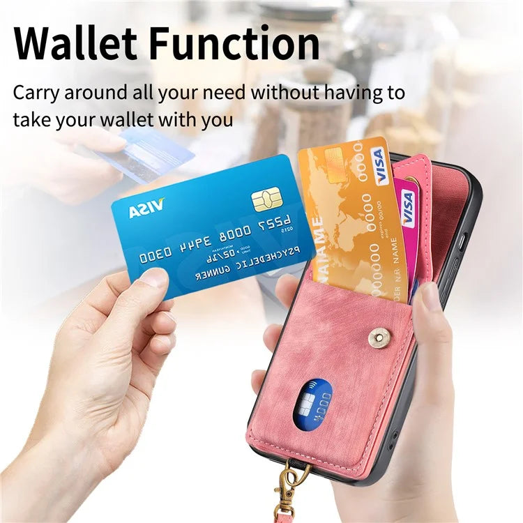 For iPhone 16 Case with Card Slot Kickstand Leather TPU Phone Cover