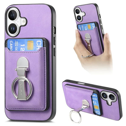For iPhone 16 Plus Case Compatible with MagSafe Skin-Touch Cover with Card Bag Kickstand
