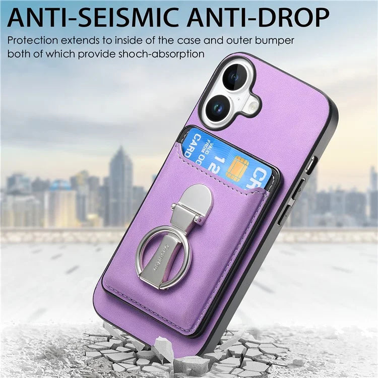 For iPhone 16 Plus Case Compatible with MagSafe Skin-Touch Cover with Card Bag Kickstand