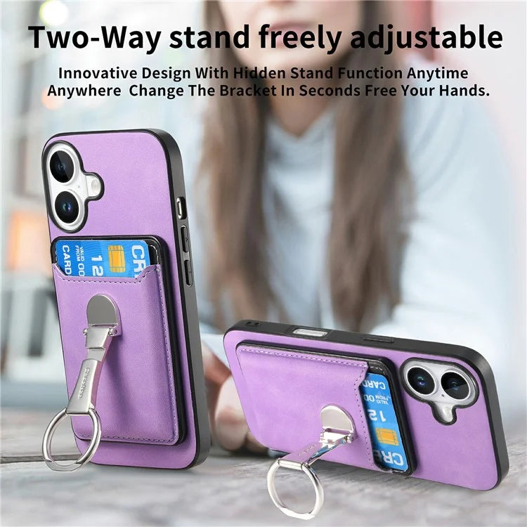 For iPhone 16 Plus Case Compatible with MagSafe Skin-Touch Cover with Card Bag Kickstand