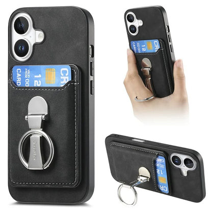 For iPhone 16 Plus Case Compatible with MagSafe Skin-Touch Cover with Card Bag Kickstand