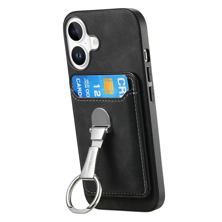 For iPhone 16 Plus Case Compatible with MagSafe Skin-Touch Cover with Card Bag Kickstand