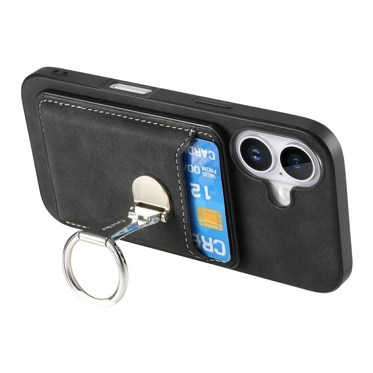 For iPhone 16 Plus Case Compatible with MagSafe Skin-Touch Cover with Card Bag Kickstand
