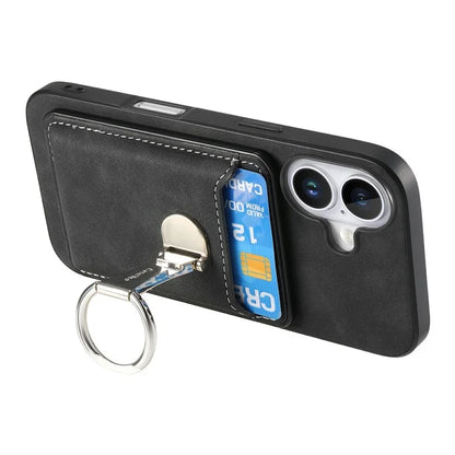 For iPhone 16 Plus Case Compatible with MagSafe Skin-Touch Cover with Card Bag Kickstand