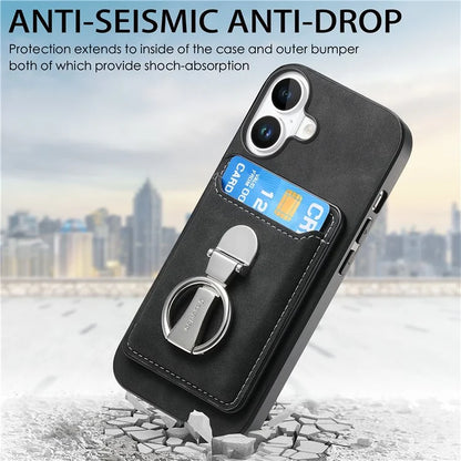 For iPhone 16 Plus Case Compatible with MagSafe Skin-Touch Cover with Card Bag Kickstand
