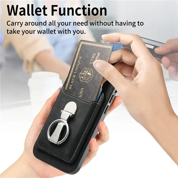 For iPhone 16 Plus Case Compatible with MagSafe Skin-Touch Cover with Card Bag Kickstand