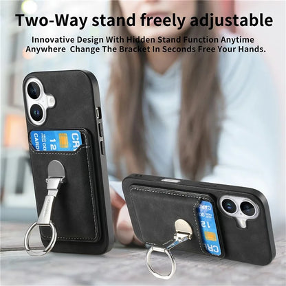 For iPhone 16 Plus Case Compatible with MagSafe Skin-Touch Cover with Card Bag Kickstand