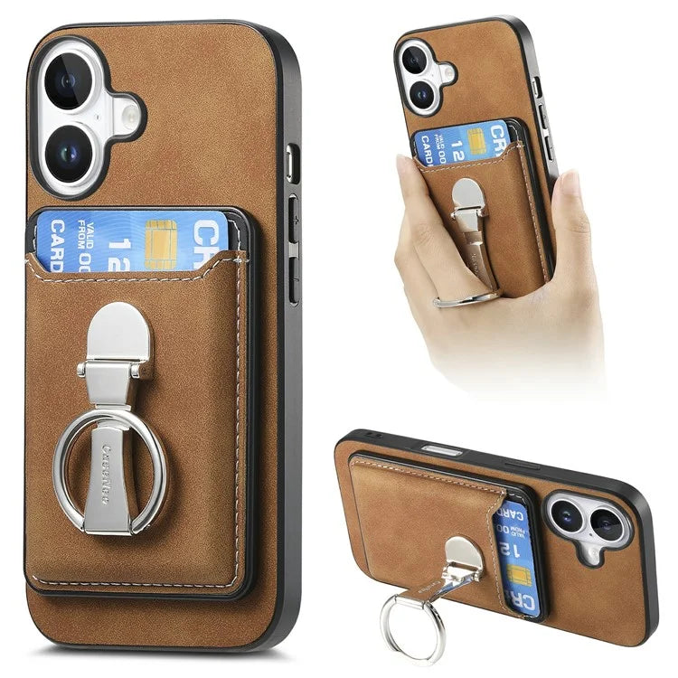 For iPhone 16 Plus Case Compatible with MagSafe Skin-Touch Cover with Card Bag Kickstand
