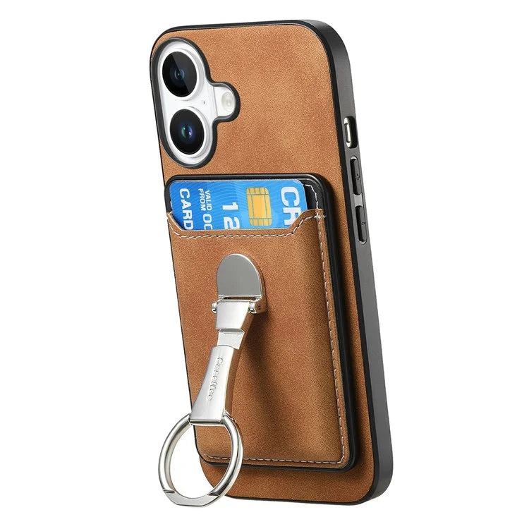 For iPhone 16 Plus Case Compatible with MagSafe Skin-Touch Cover with Card Bag Kickstand