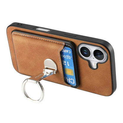 For iPhone 16 Plus Case Compatible with MagSafe Skin-Touch Cover with Card Bag Kickstand