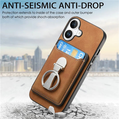 For iPhone 16 Plus Case Compatible with MagSafe Skin-Touch Cover with Card Bag Kickstand