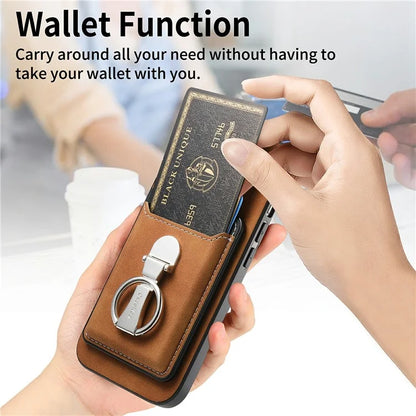 For iPhone 16 Plus Case Compatible with MagSafe Skin-Touch Cover with Card Bag Kickstand