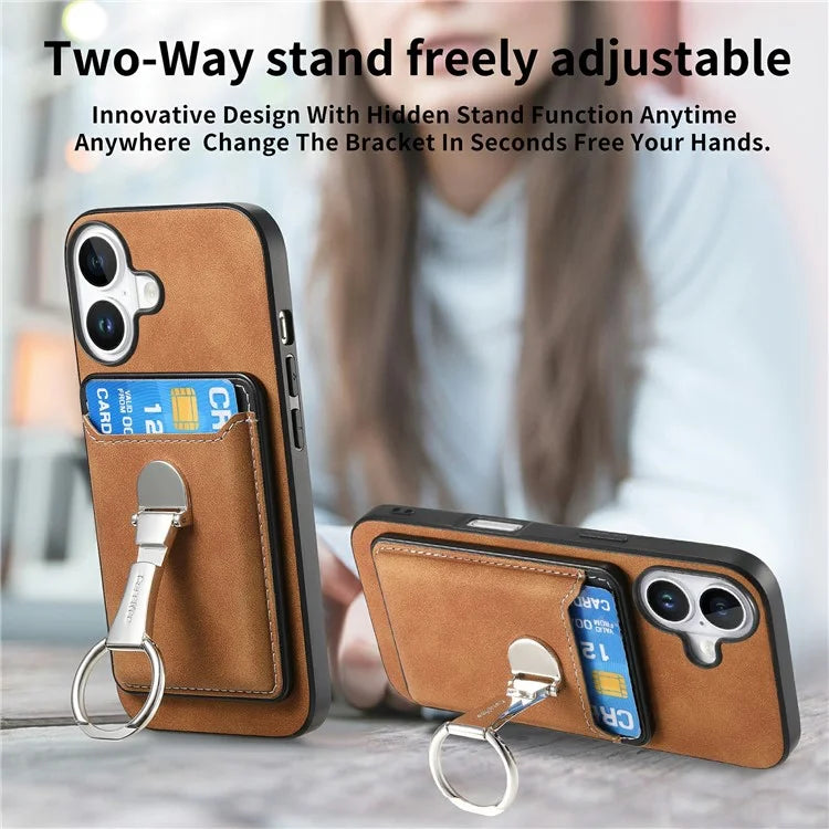 For iPhone 16 Plus Case Compatible with MagSafe Skin-Touch Cover with Card Bag Kickstand