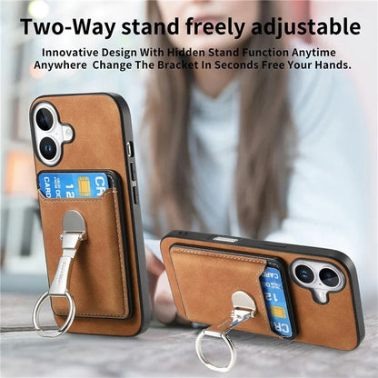 For iPhone 16 Plus Case Compatible with MagSafe Skin-Touch Cover with Card Bag Kickstand