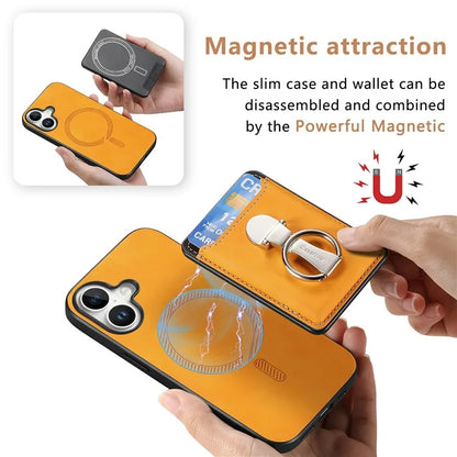 For iPhone 16 Plus Case Compatible with MagSafe Skin-Touch Cover with Card Bag Kickstand