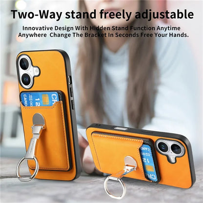 For iPhone 16 Plus Case Compatible with MagSafe Skin-Touch Cover with Card Bag Kickstand