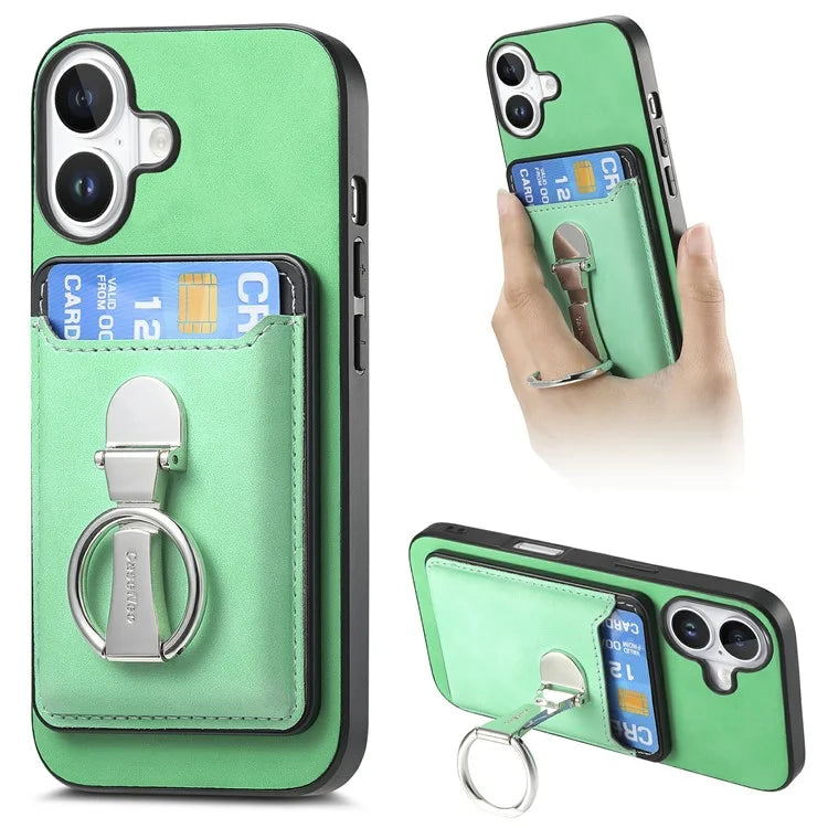 For iPhone 16 Plus Case Compatible with MagSafe Skin-Touch Cover with Card Bag Kickstand