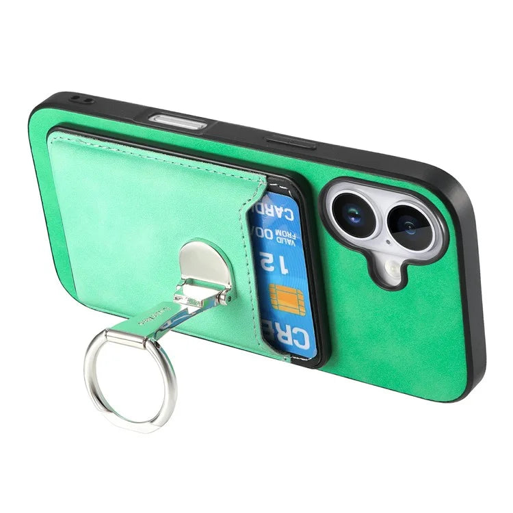 For iPhone 16 Plus Case Compatible with MagSafe Skin-Touch Cover with Card Bag Kickstand
