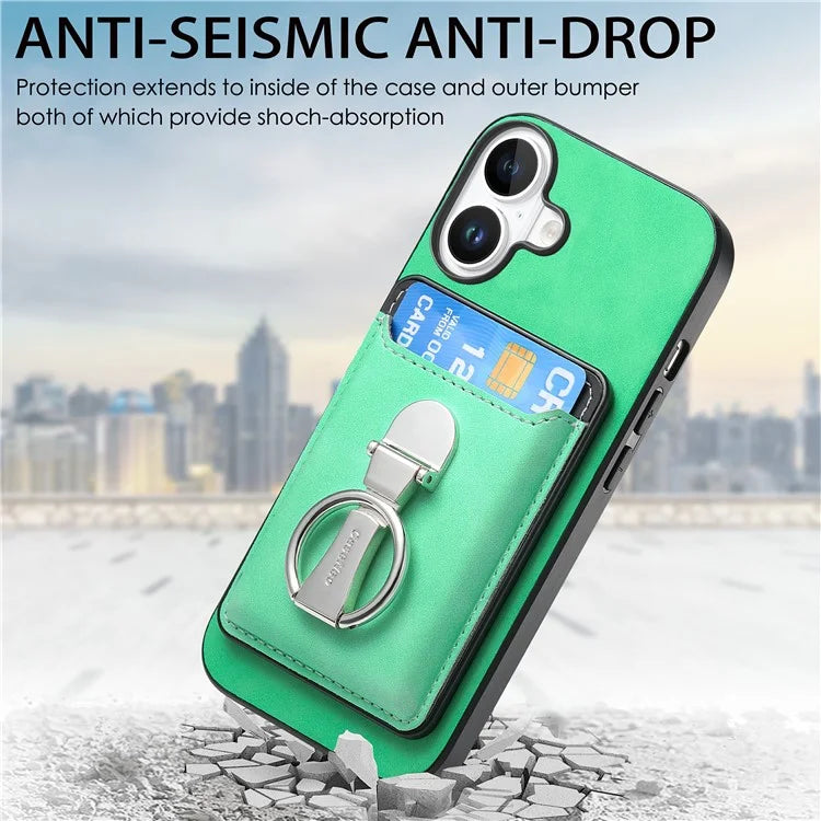 For iPhone 16 Plus Case Compatible with MagSafe Skin-Touch Cover with Card Bag Kickstand