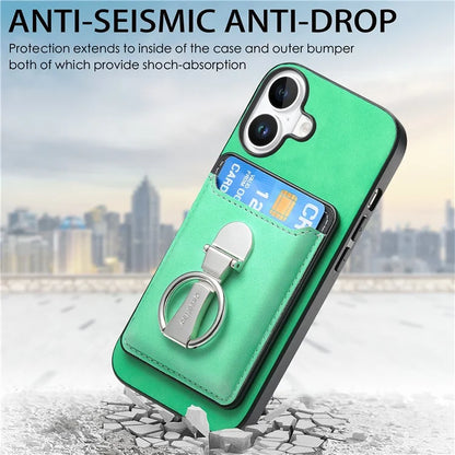 For iPhone 16 Plus Case Compatible with MagSafe Skin-Touch Cover with Card Bag Kickstand
