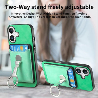 For iPhone 16 Plus Case Compatible with MagSafe Skin-Touch Cover with Card Bag Kickstand