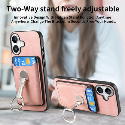For iPhone 16 Plus Case Compatible with MagSafe Skin-Touch Cover with Card Bag Kickstand