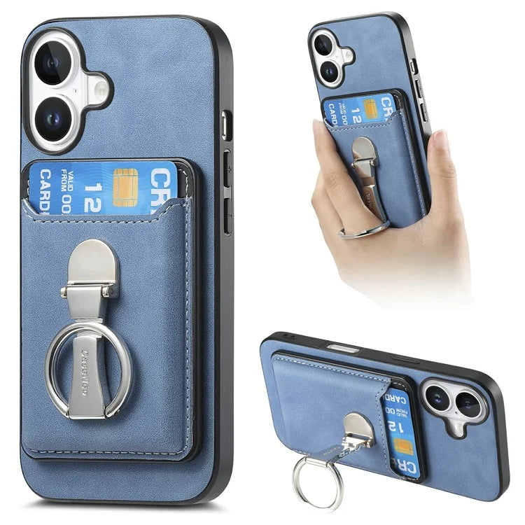 For iPhone 16 Plus Case Compatible with MagSafe Skin-Touch Cover with Card Bag Kickstand
