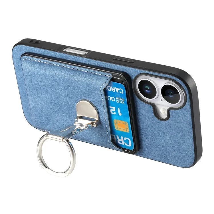 For iPhone 16 Plus Case Compatible with MagSafe Skin-Touch Cover with Card Bag Kickstand