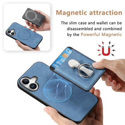 For iPhone 16 Plus Case Compatible with MagSafe Skin-Touch Cover with Card Bag Kickstand