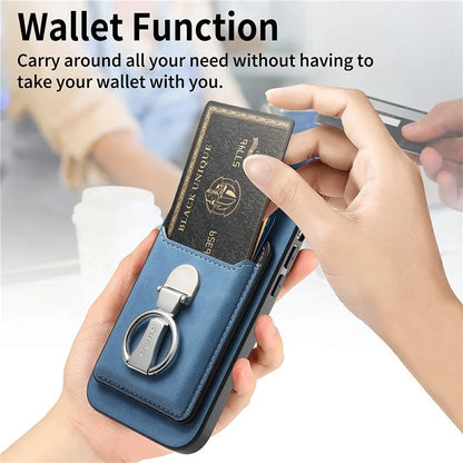 For iPhone 16 Plus Case Compatible with MagSafe Skin-Touch Cover with Card Bag Kickstand