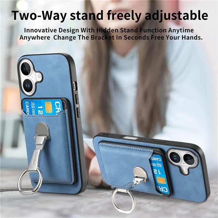 For iPhone 16 Plus Case Compatible with MagSafe Skin-Touch Cover with Card Bag Kickstand
