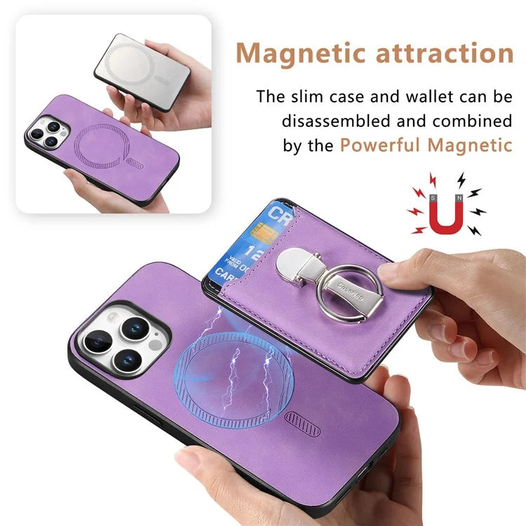 For iPhone 16 Pro Max Case Compatible with MagSafe Skin-Touch Cover with Card Bag Kickstand