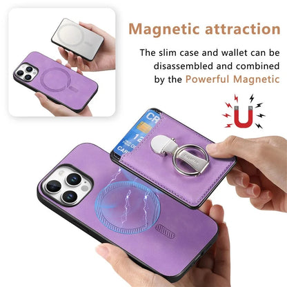 For iPhone 16 Pro Max Case Compatible with MagSafe Skin-Touch Cover with Card Bag Kickstand