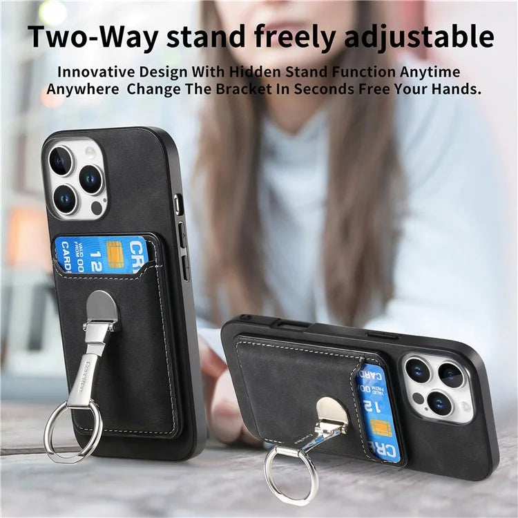 For iPhone 16 Pro Max Case Compatible with MagSafe Skin-Touch Cover with Card Bag Kickstand