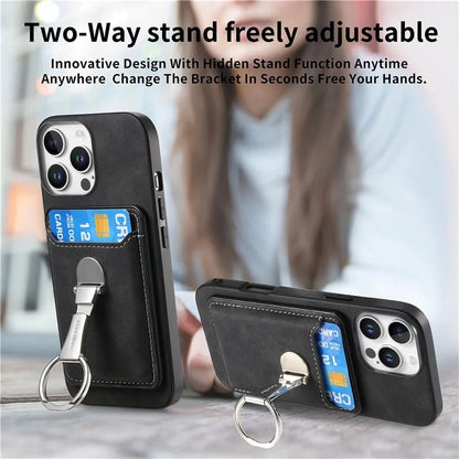 For iPhone 16 Pro Max Case Compatible with MagSafe Skin-Touch Cover with Card Bag Kickstand