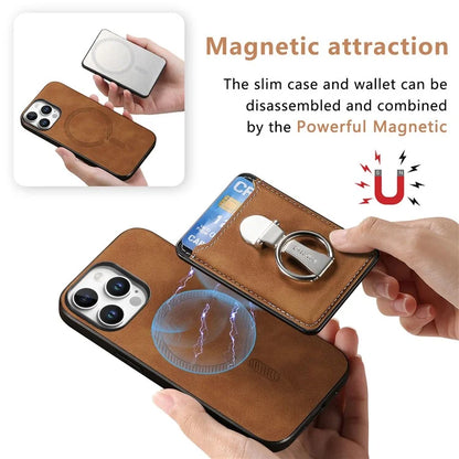 For iPhone 16 Pro Max Case Compatible with MagSafe Skin-Touch Cover with Card Bag Kickstand