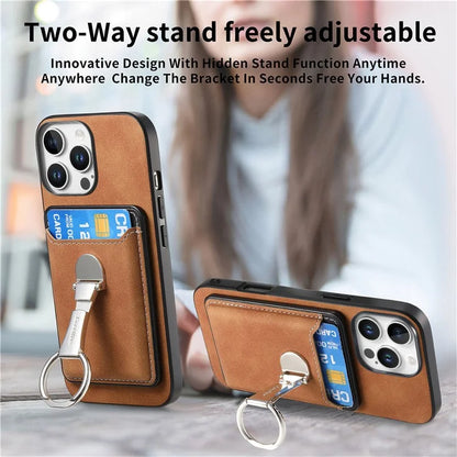 For iPhone 16 Pro Max Case Compatible with MagSafe Skin-Touch Cover with Card Bag Kickstand