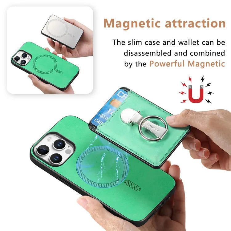 For iPhone 16 Pro Max Case Compatible with MagSafe Skin-Touch Cover with Card Bag Kickstand