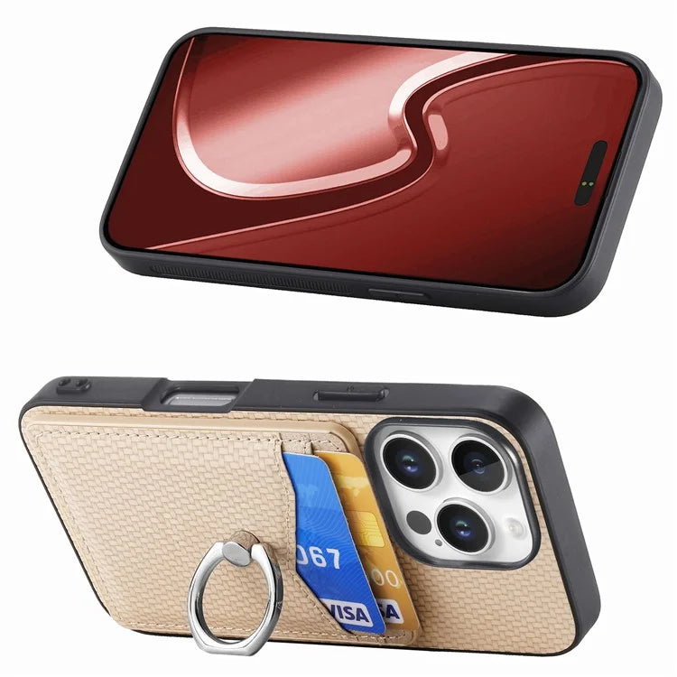 For iPhone 16 Pro Case Card Slots Ring Holder Kickstand Phone Cover