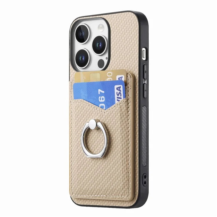 For iPhone 16 Pro Case Card Slots Ring Holder Kickstand Phone Cover