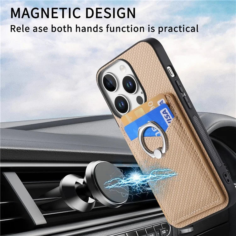 For iPhone 16 Pro Case Card Slots Ring Holder Kickstand Phone Cover