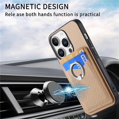 For iPhone 16 Pro Case Card Slots Ring Holder Kickstand Phone Cover