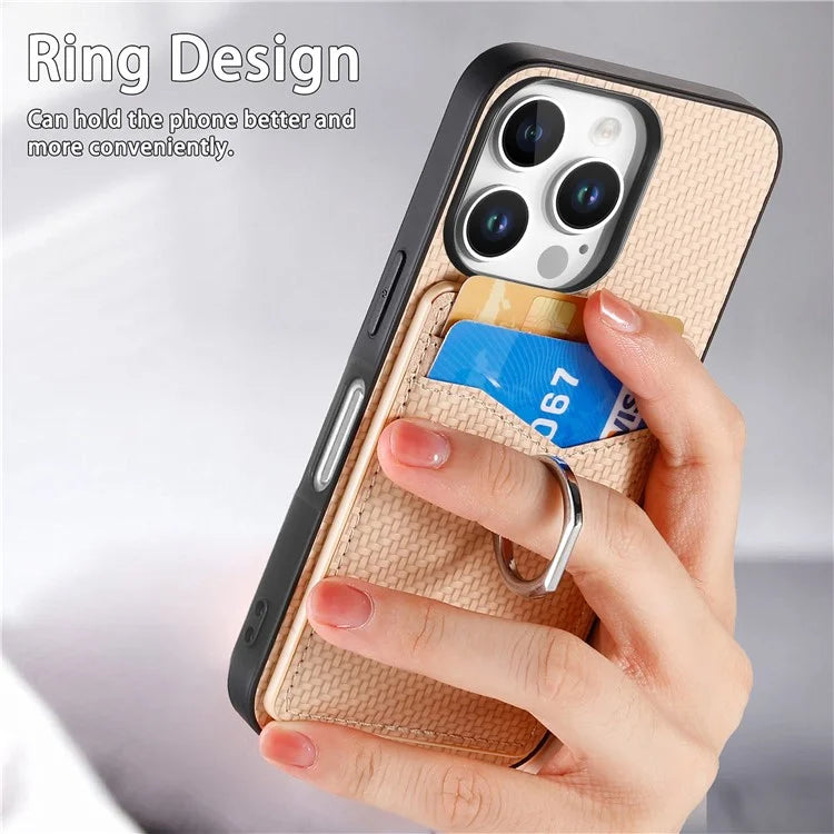 For iPhone 16 Pro Case Card Slots Ring Holder Kickstand Phone Cover