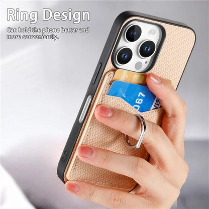 For iPhone 16 Pro Case Card Slots Ring Holder Kickstand Phone Cover