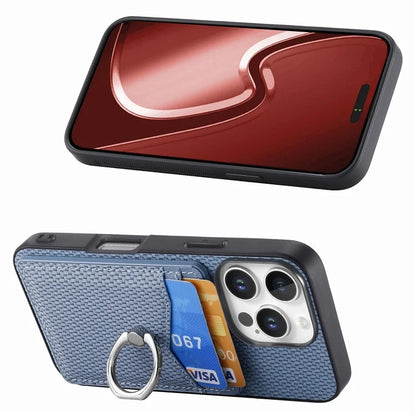For iPhone 16 Pro Case Card Slots Ring Holder Kickstand Phone Cover