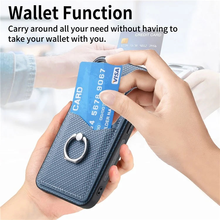 For iPhone 16 Pro Case Card Slots Ring Holder Kickstand Phone Cover